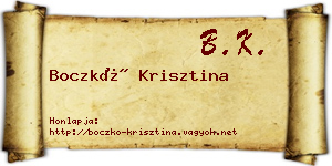 Boczkó Krisztina névjegykártya